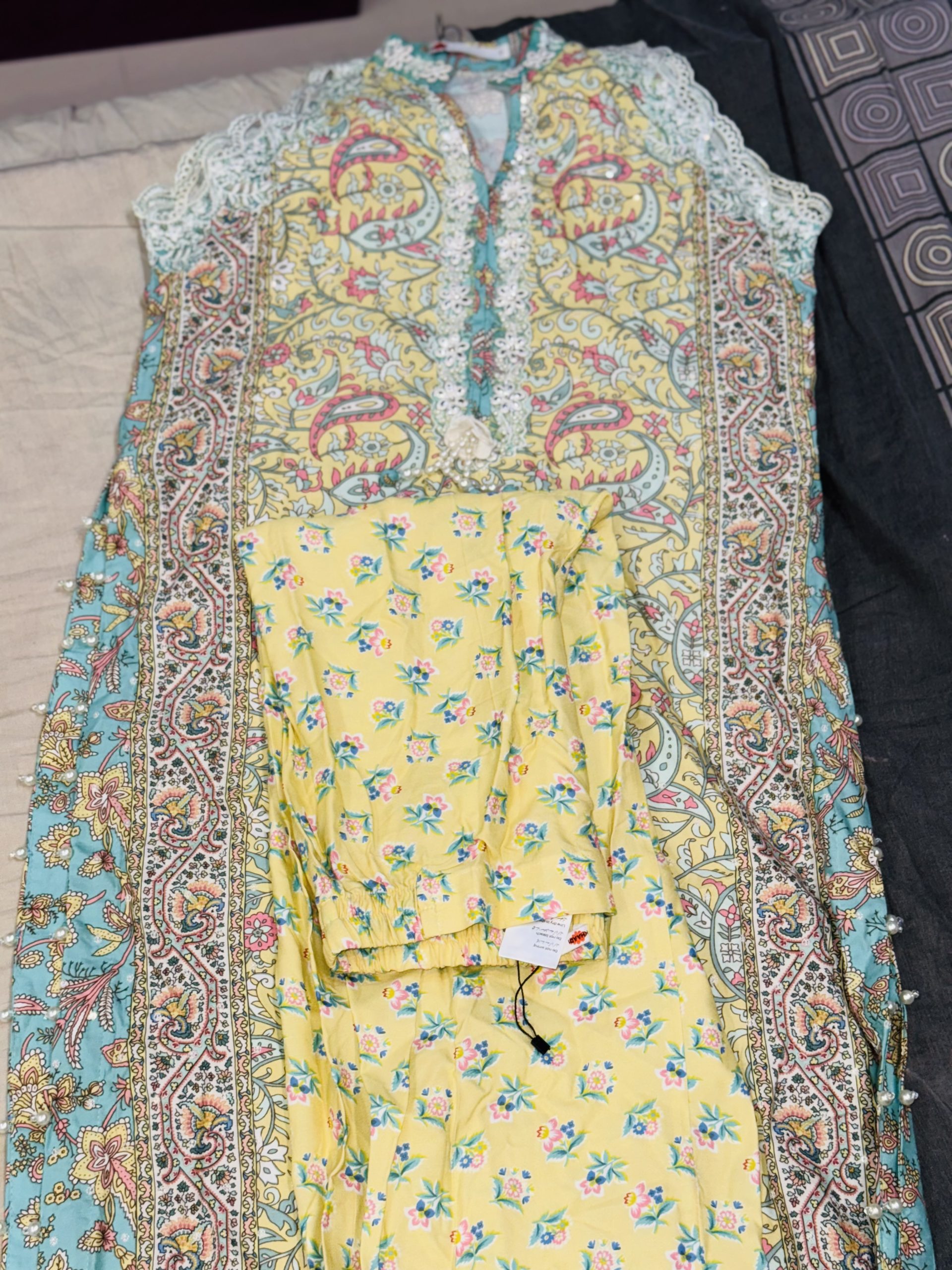 2ps lemon floral dress khaadi