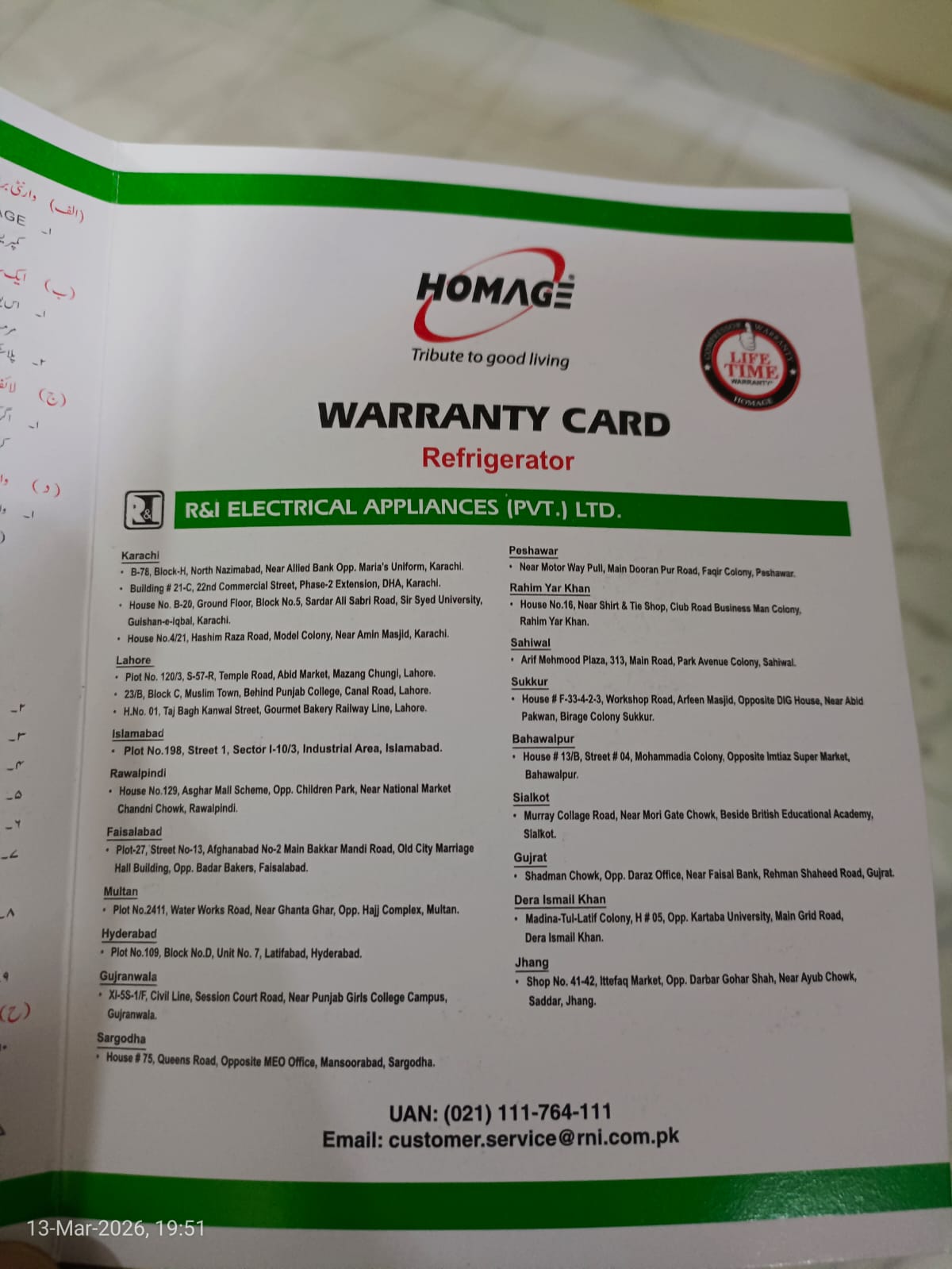 6 Month Used Homage 11 CFT Refrigerator For Sale